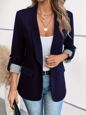 Lieke - Blazer met roll-up mouwen en enkele knoopsluiting