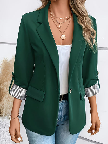 Lieke - Blazer met roll-up mouwen en enkele knoopsluiting