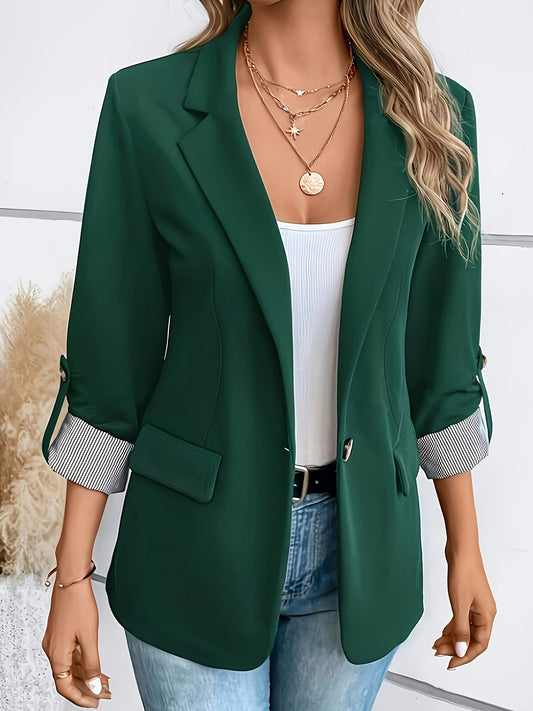 Lieke - Blazer met roll-up mouwen en enkele knoopsluiting