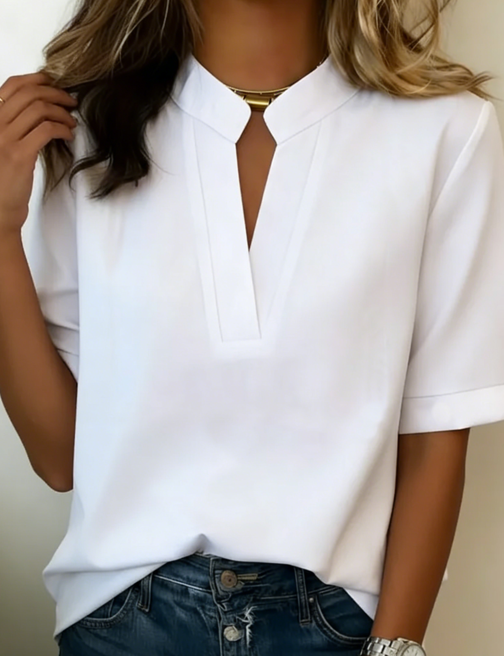 Blouse Dames | Elegante Verfijnde Kraag & Tijdloos Design