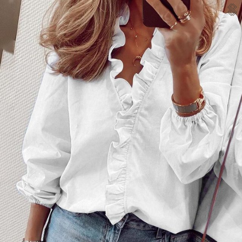 Blouse Dames | Volant kraag & Elegante Uitstraling