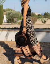 Bohemian Maxi Skirt With Print And Flowing Ruffle Hem