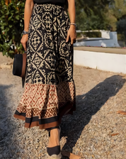 Bohemian Maxi Skirt With Print And Flowing Ruffle Hem