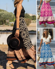 Bohemian Maxi Skirt With Print And Flowing Ruffle Hem