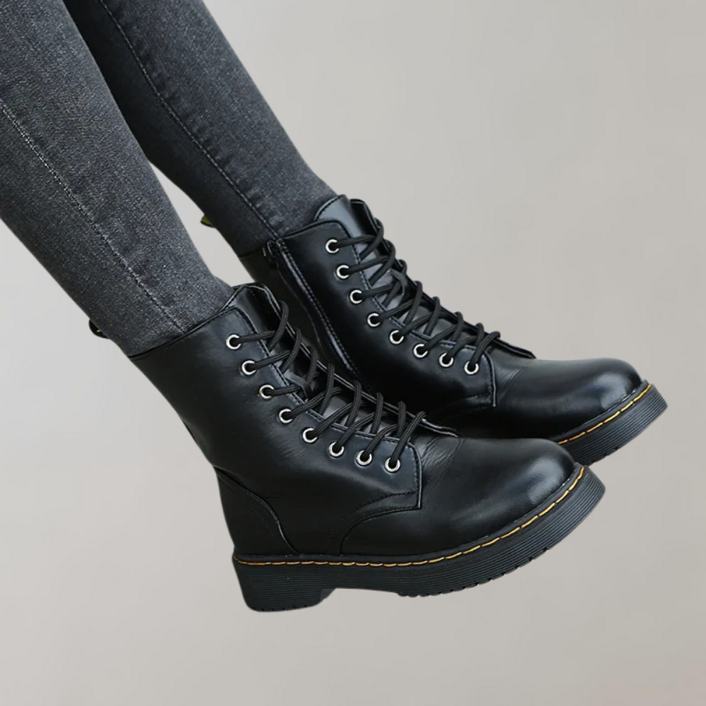Dames Enkelhoge Combat Laarzen met Rits en Anti Slip Zool