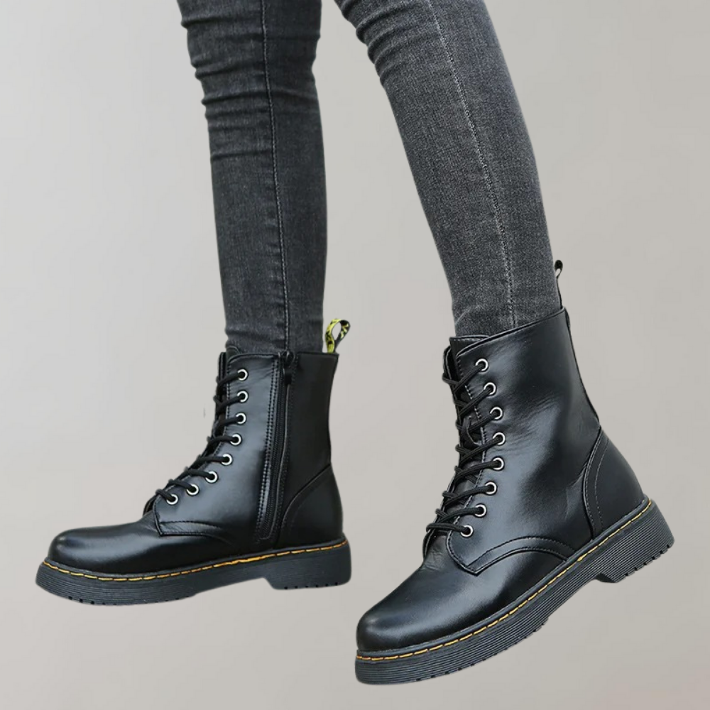 Dames Enkelhoge Combat Laarzen met Rits en Anti Slip Zool