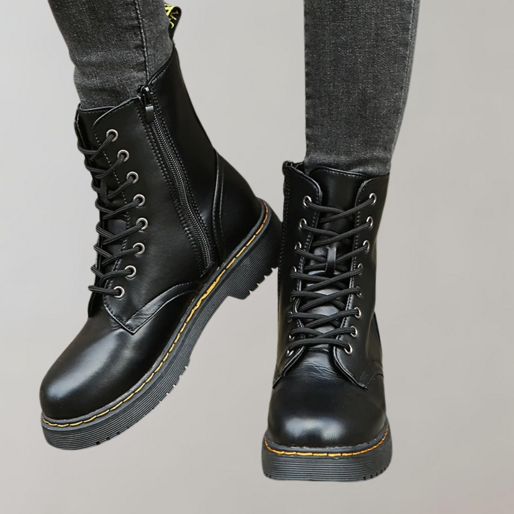 Dames Enkelhoge Combat Laarzen met Rits en Anti Slip Zool