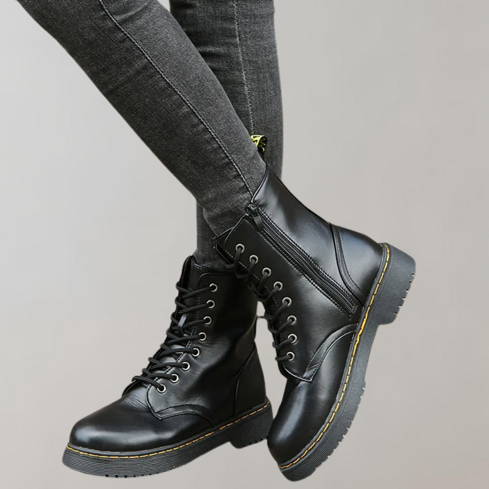 Dames Enkelhoge Combat Laarzen met Rits en Anti Slip Zool