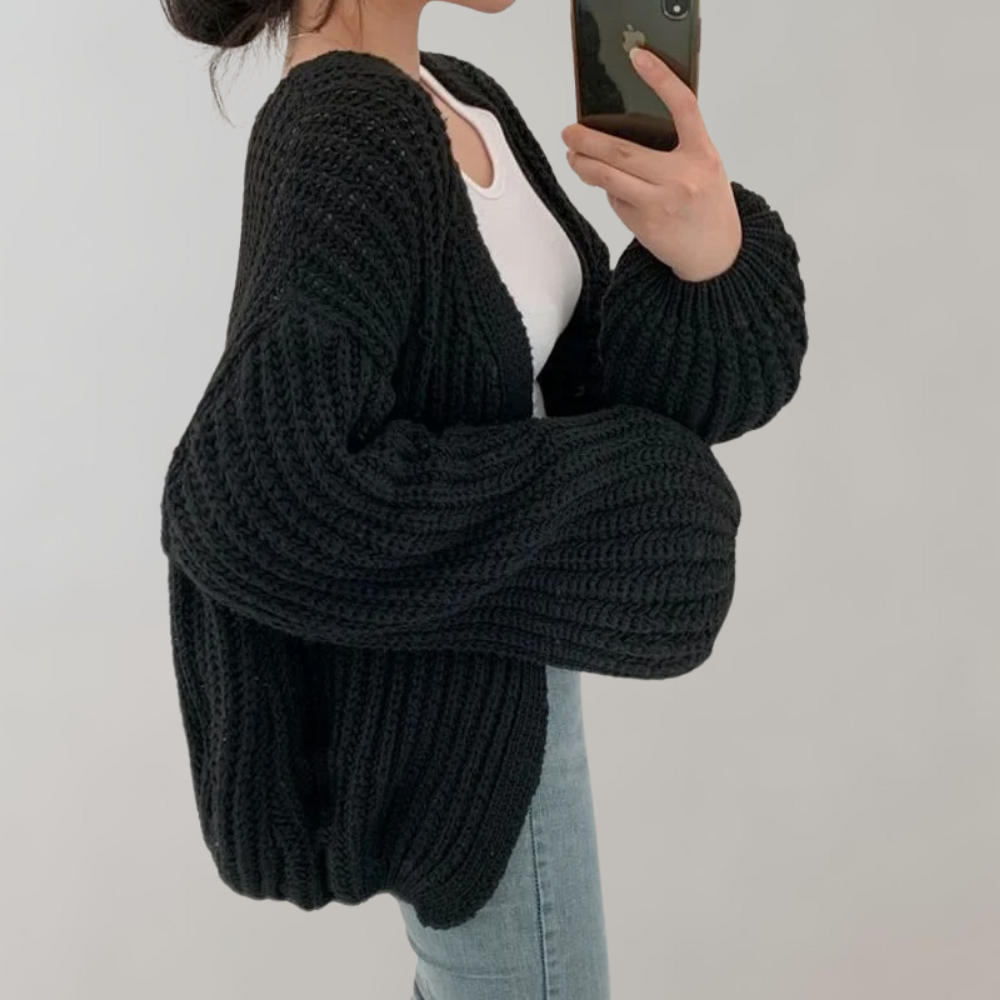 Casual Oversized Ribgebreide Cardigan voor Dames