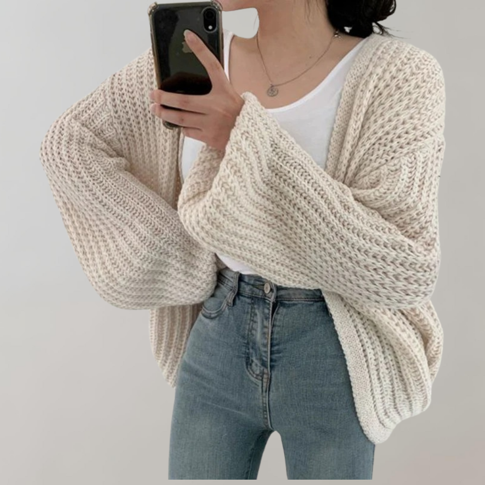 Casual Oversized Ribgebreide Cardigan voor Dames