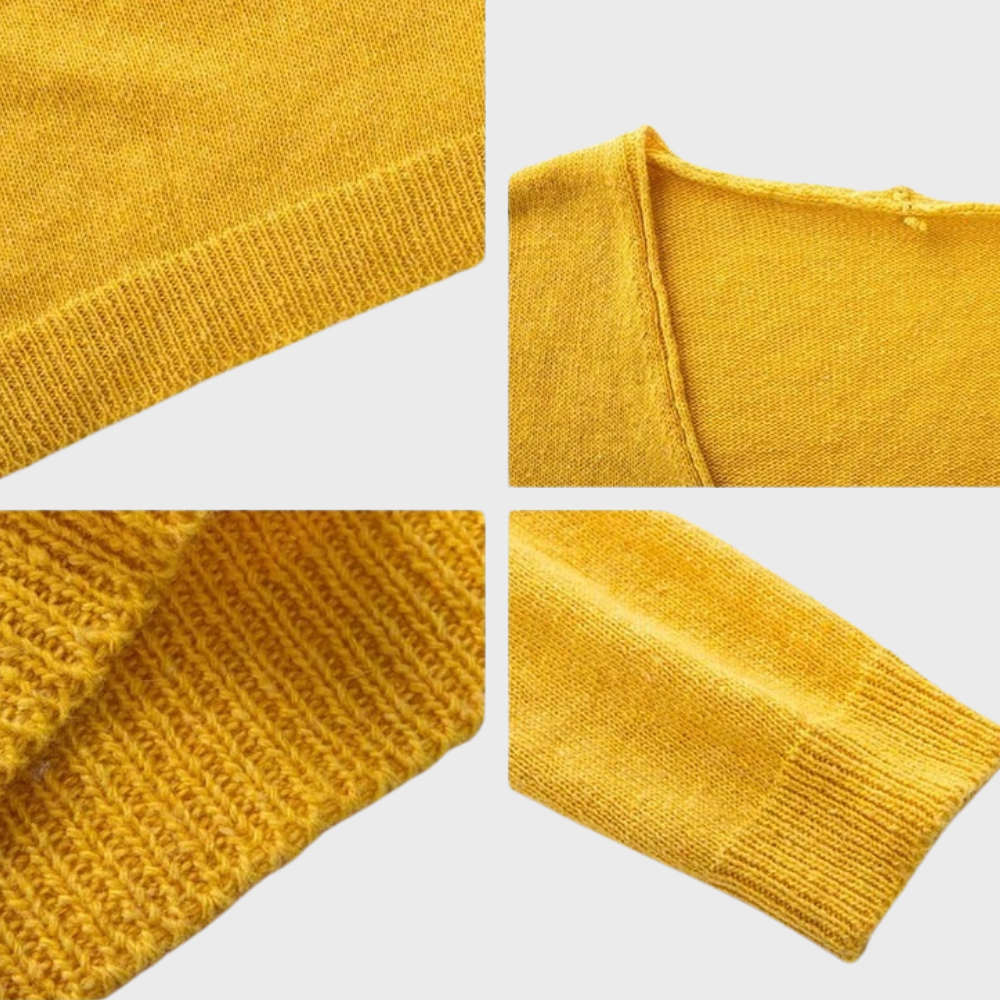 Luźny damski sweter z dzianiny z dekoltem w serek