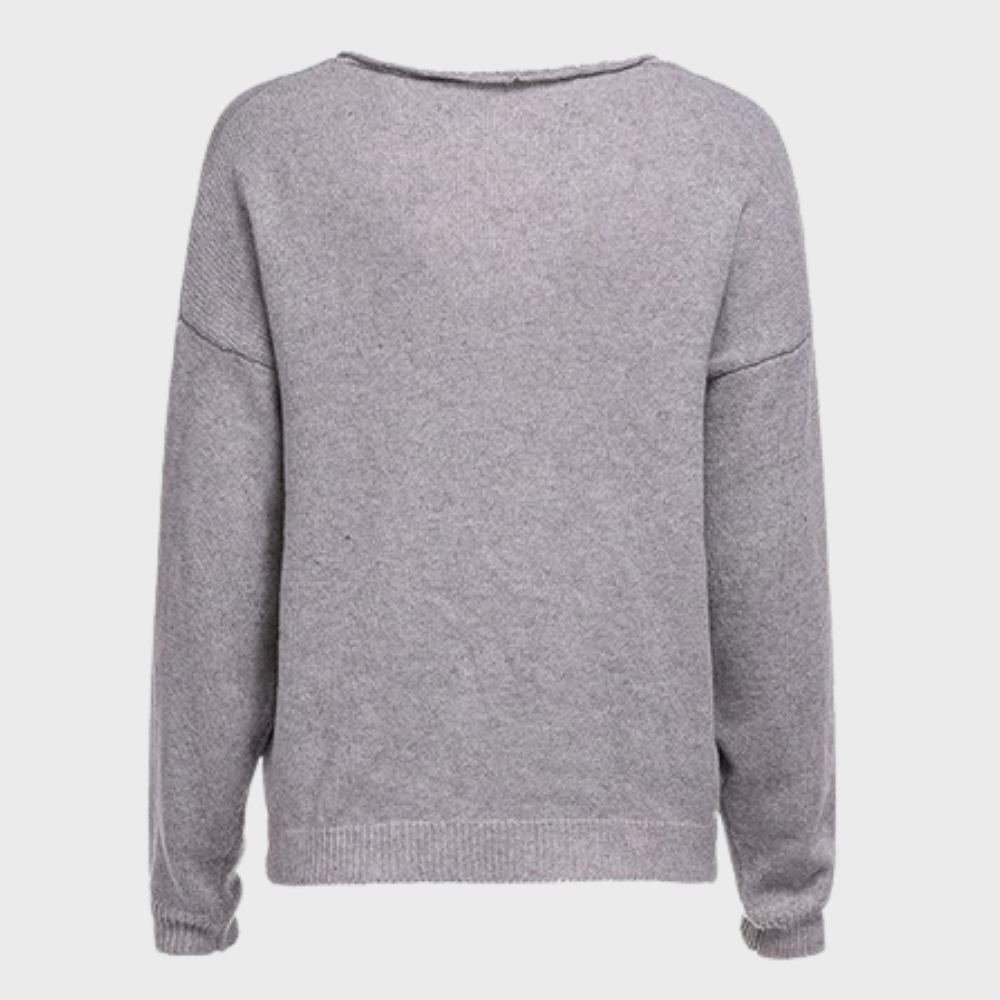 Luźny damski sweter z dzianiny z dekoltem w serek