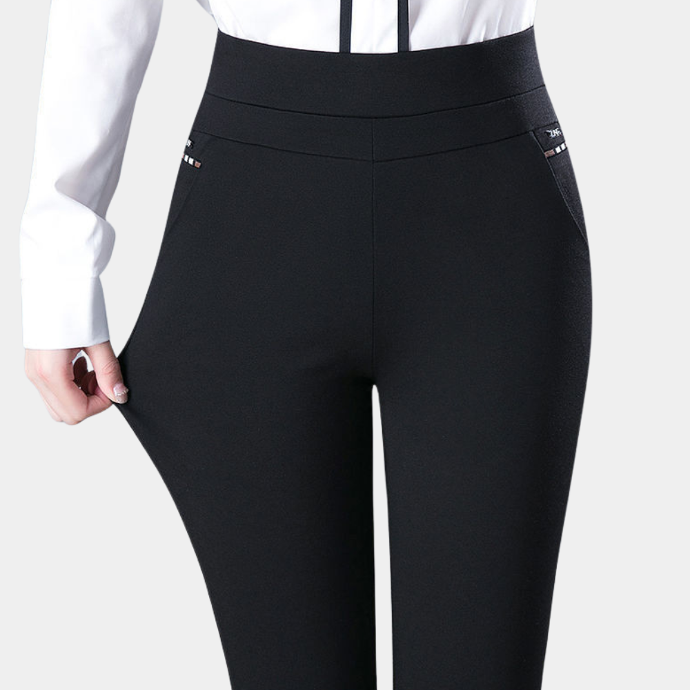 Elegante Stretch Broek Met Hoge Taille En Slim Fit