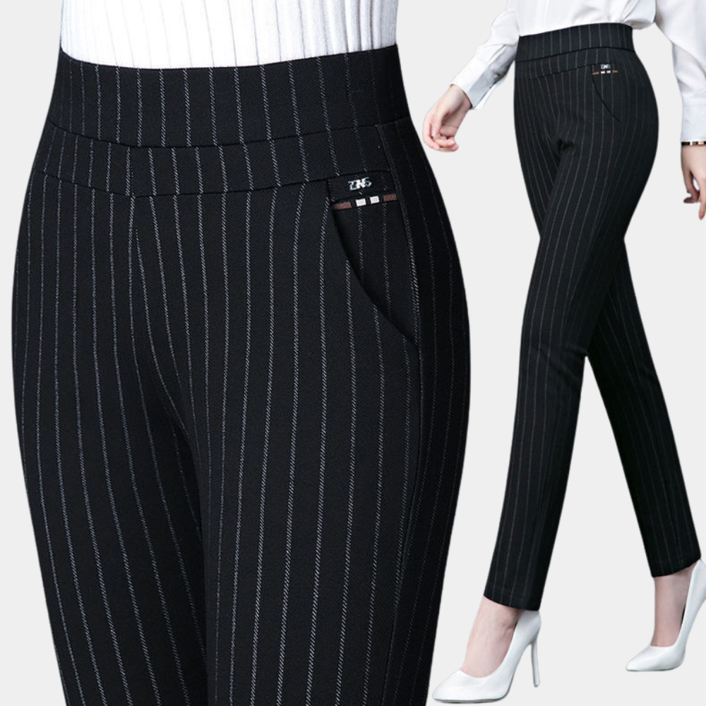 Elegant Stretch Pants with High Waist and Slim Fit