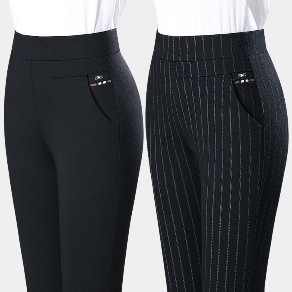 Elegante Stretch Broek Met Hoge Taille En Slim Fit