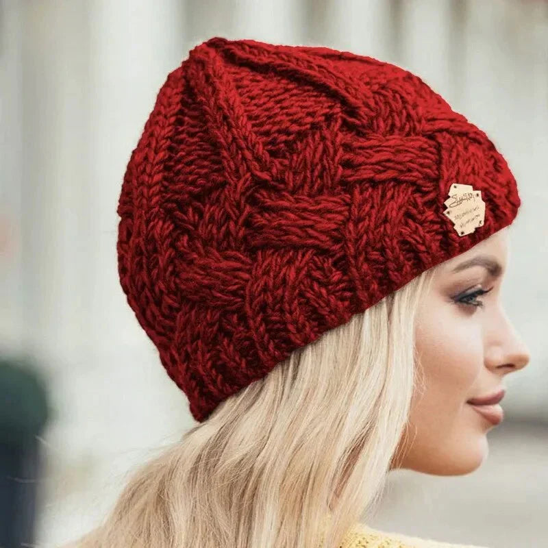 Warme Kabelgebreide Wintermuts Voor Vrouwen
