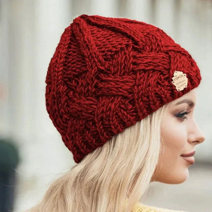 Warme Kabelgebreide Wintermuts Voor Vrouwen