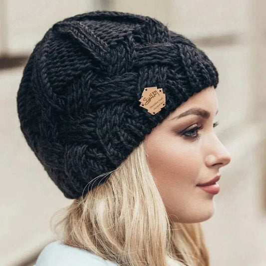 Warme Kabelgebreide Wintermuts Voor Vrouwen