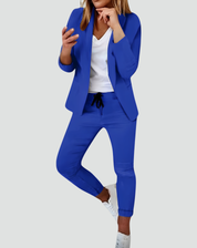Stylish Two-Piece Blazer Set with Jogger Pants for Women