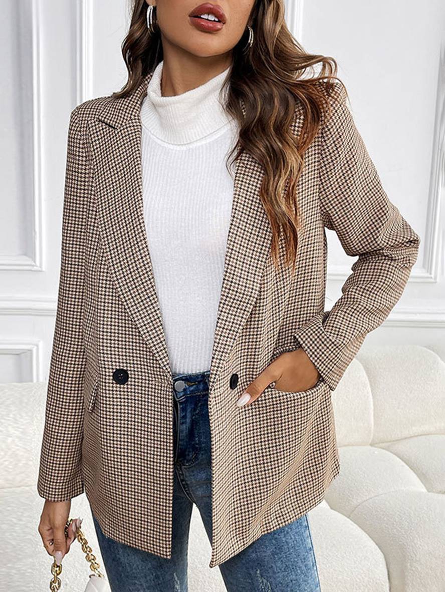 Blazer Femme à Carreaux Élégant, Confortable et Cintré