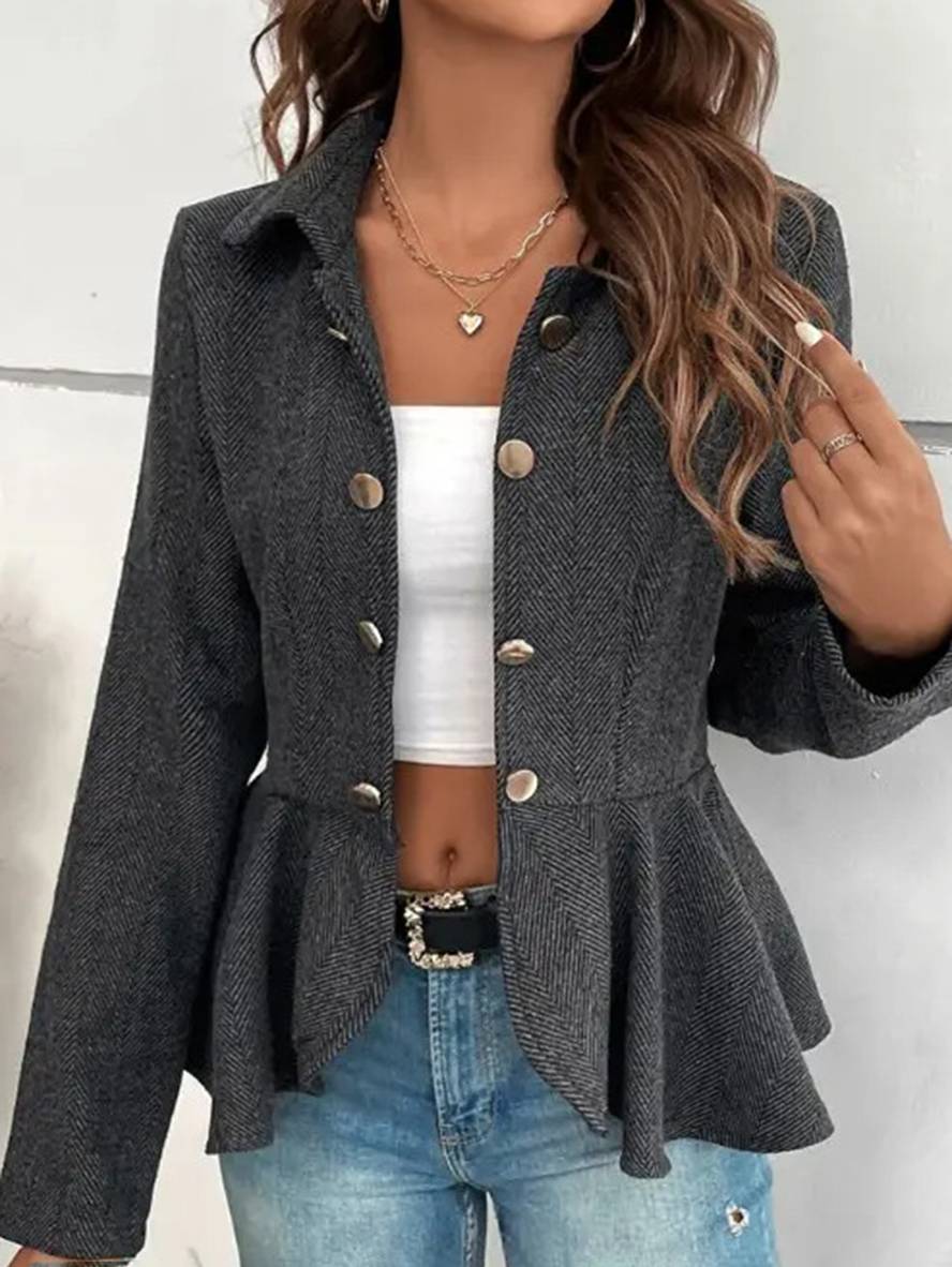 Elegante Blazer Getailleerde Vrouwen Peplum Jas