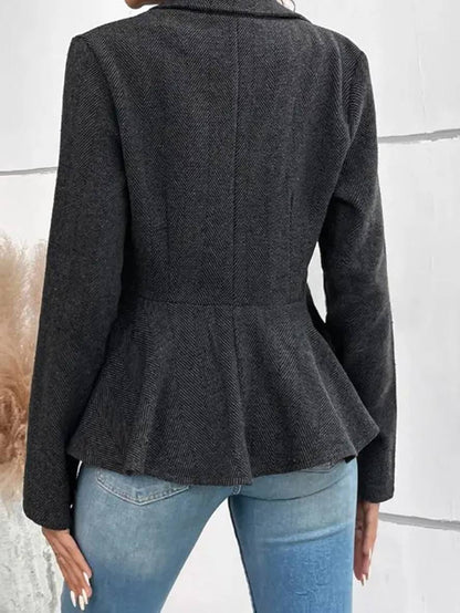 Elegante Blazer Getailleerde Vrouwen Peplum Jas