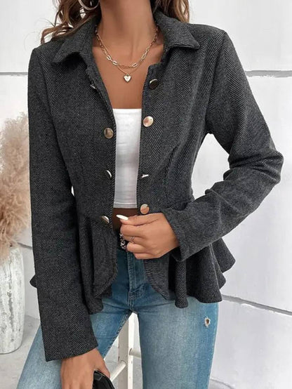 Elegante Blazer Getailleerde Vrouwen Peplum Jas