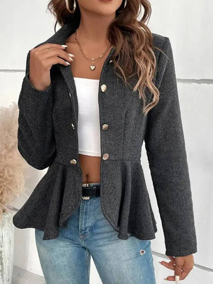 Elegante Blazer Getailleerde Vrouwen Peplum Jas