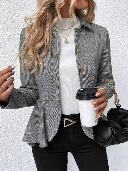 Elegante Blazer Getailleerde Vrouwen Peplum Jas