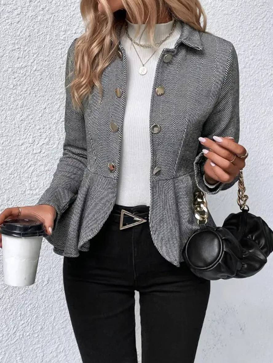 Elegante Blazer Getailleerde Vrouwen Peplum Jas