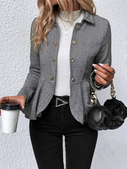 Elegante Blazer Getailleerde Vrouwen Peplum Jas