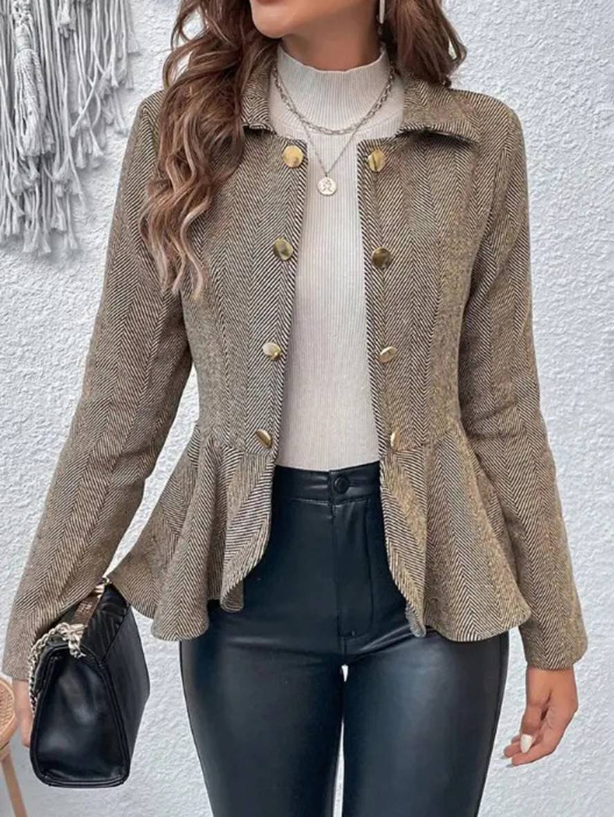 Elegante Blazer Getailleerde Vrouwen Peplum Jas