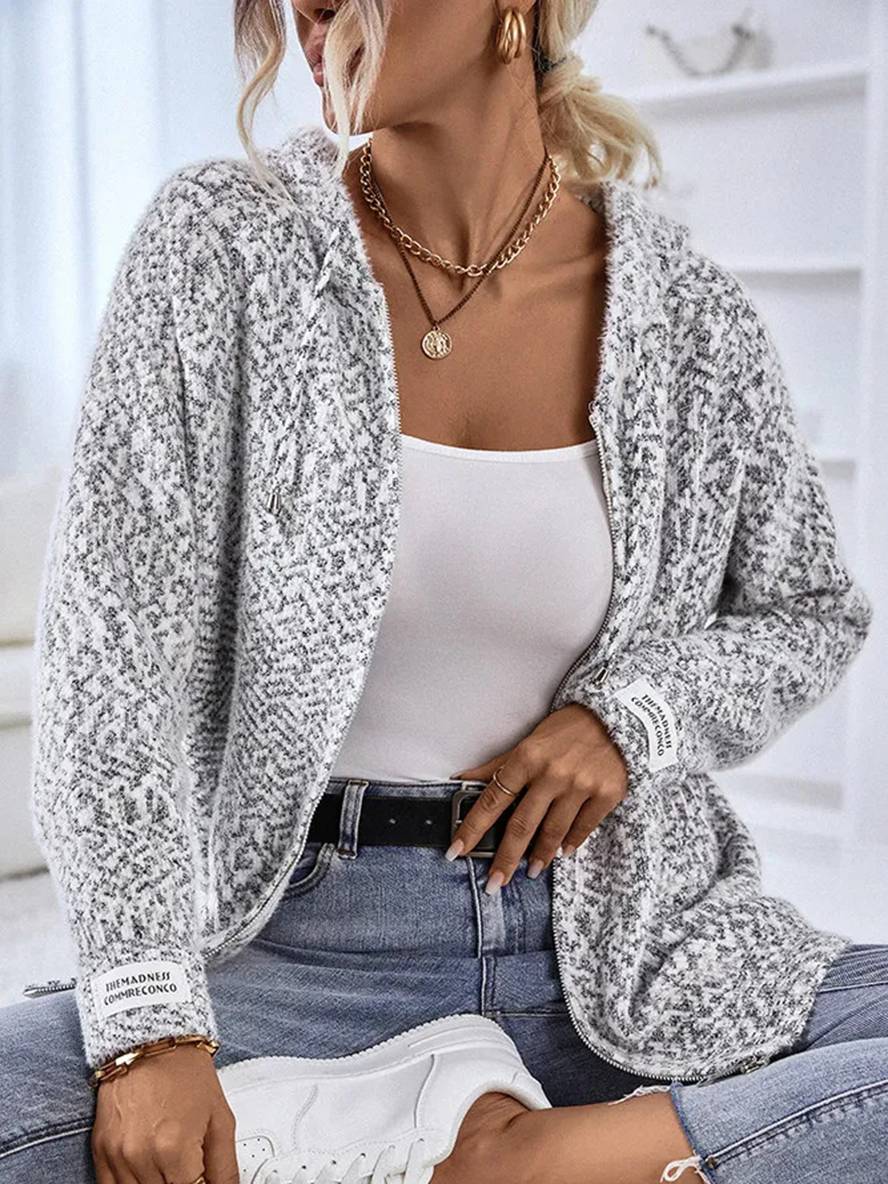 Zacht Gebreid Vest Met Hoodie En Rits Voor Vrouwen