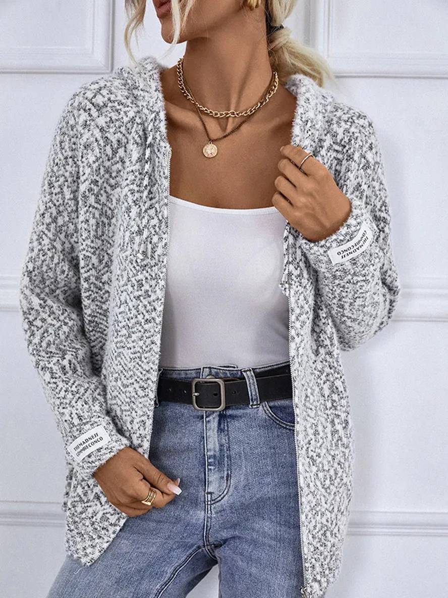 Zacht Gebreid Vest Met Hoodie En Rits Voor Vrouwen