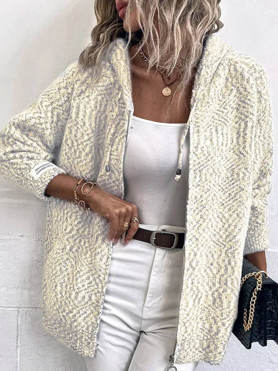 Zacht Gebreid Vest Met Hoodie En Rits Voor Vrouwen