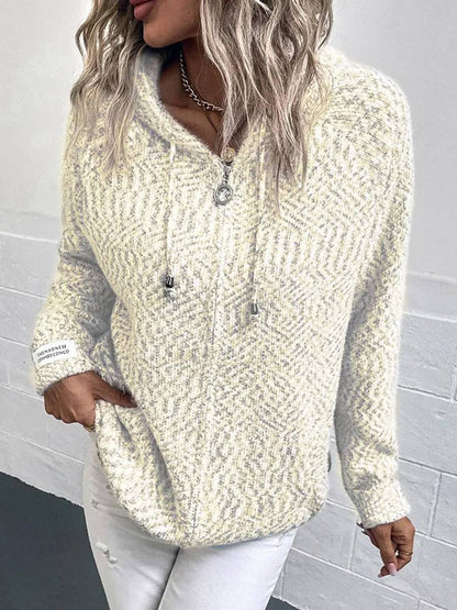 Zacht Gebreid Vest Met Hoodie En Rits Voor Vrouwen