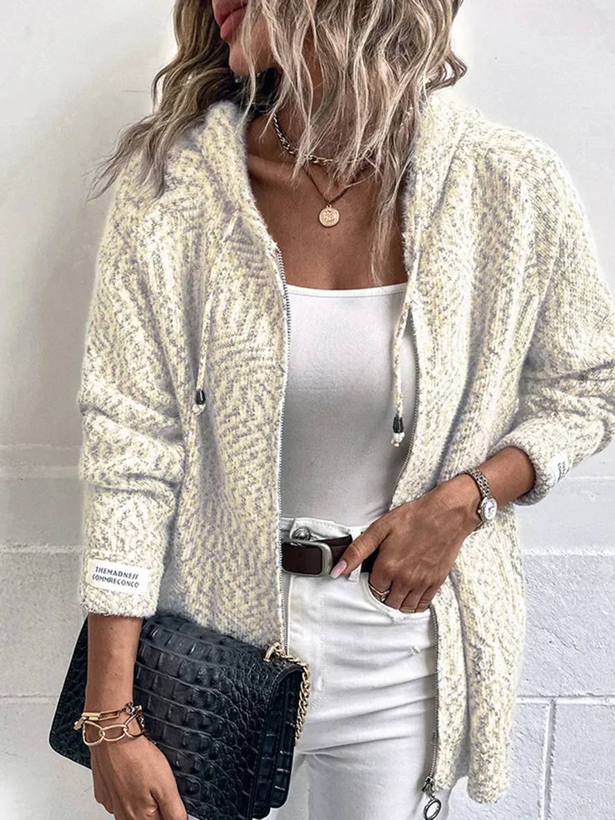 Zacht Gebreid Vest Met Hoodie En Rits Voor Vrouwen