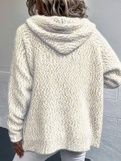 Zacht Gebreid Vest Met Hoodie En Rits Voor Vrouwen