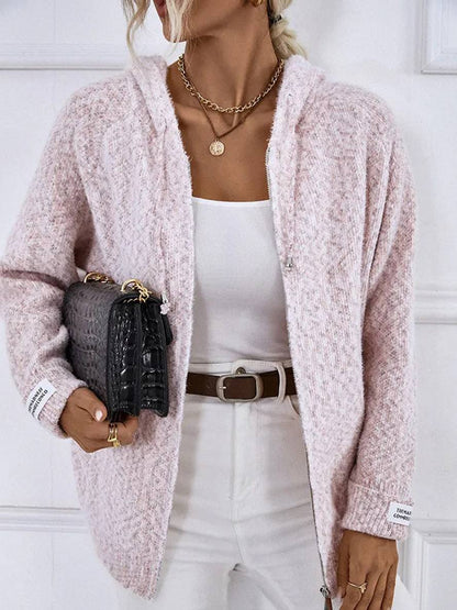 Zacht Gebreid Vest Met Hoodie En Rits Voor Vrouwen