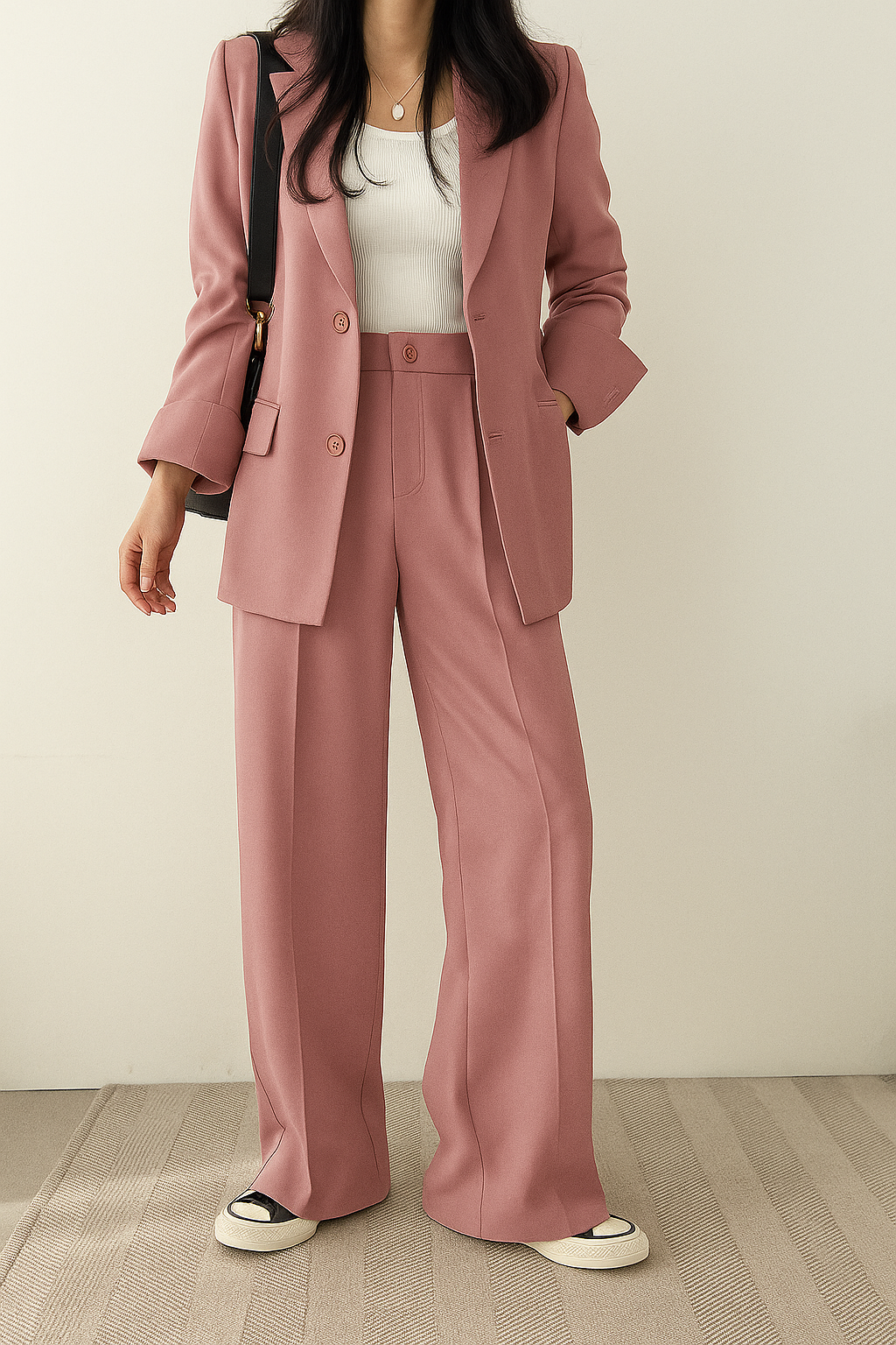 Chique Blazer en Wide Leg Pantalon Set voor Dames