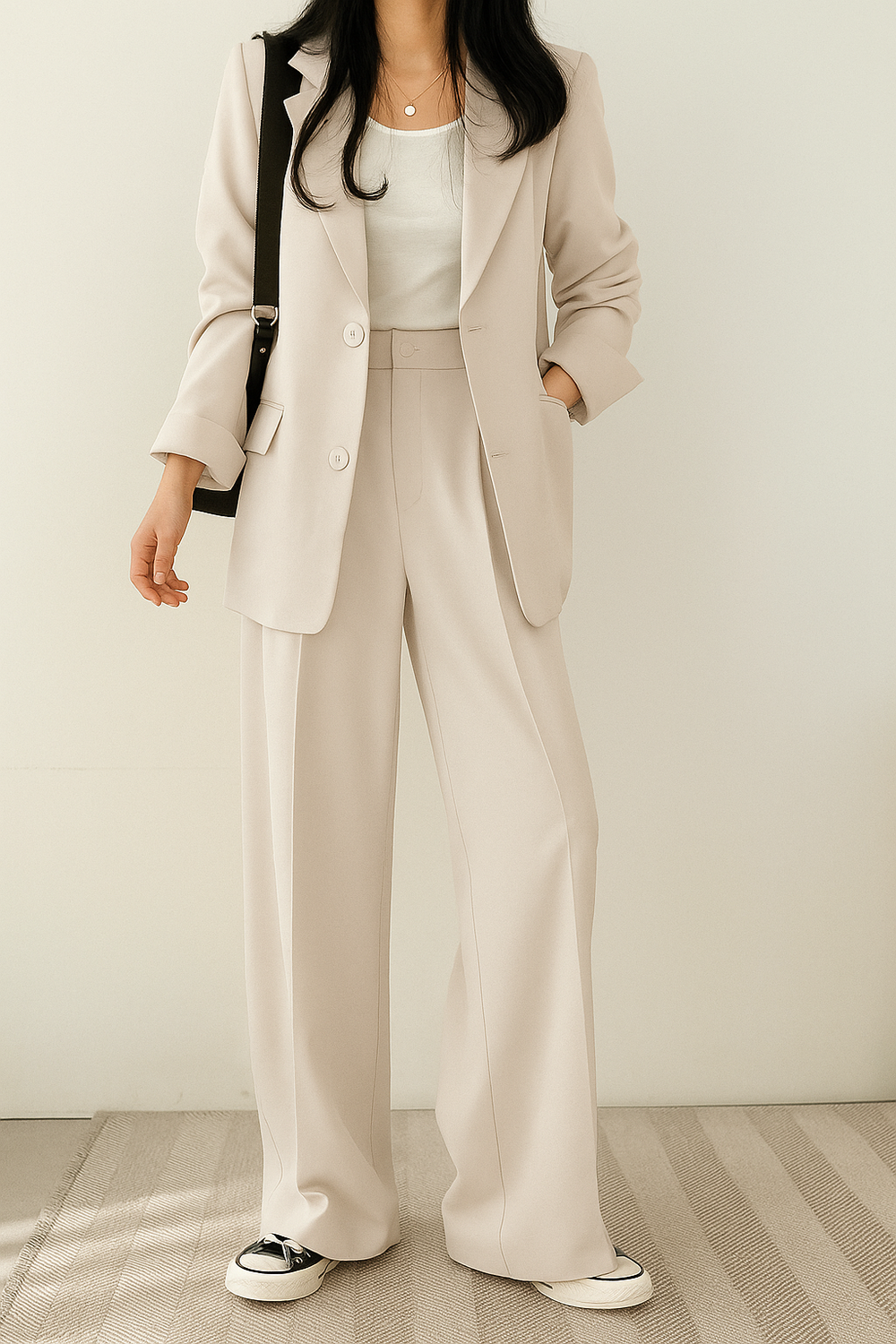 Ensemble Chic Blazer et Pantalon Large pour Femme