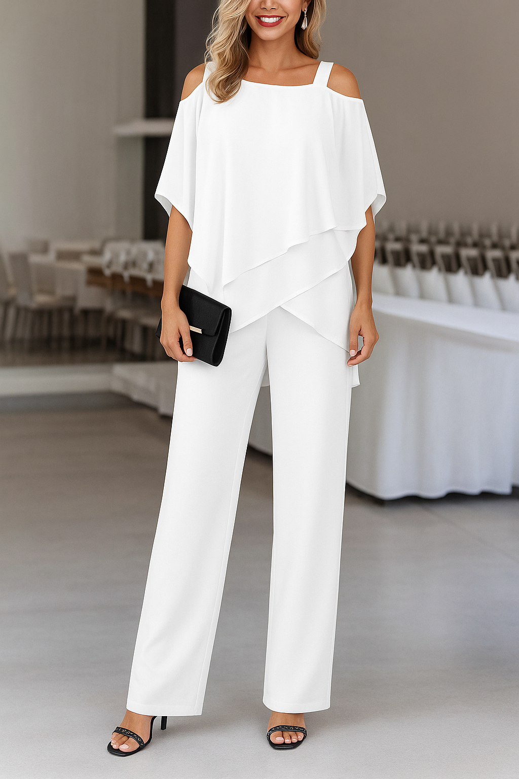 Luxe Dames Tweedelige Set met Open Shoulder Top