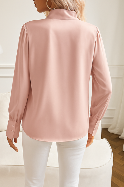 Elegante Dames Blouse met Strikdetail en Lange Mouwen