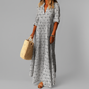 Airy Maxi Summer Dress with Print and V-Neck for Women