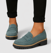 Dames Stoere Loafers Met Grove Profielzool En Blokhak – Groen