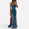 Dames Sprankelende Glitter Maxi Jurk met Split en Bandjes