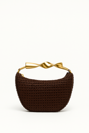 Ella & Rose - gewoven handtas met gouden hals