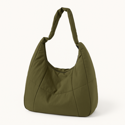 Oversized schoudertas met voorvakken