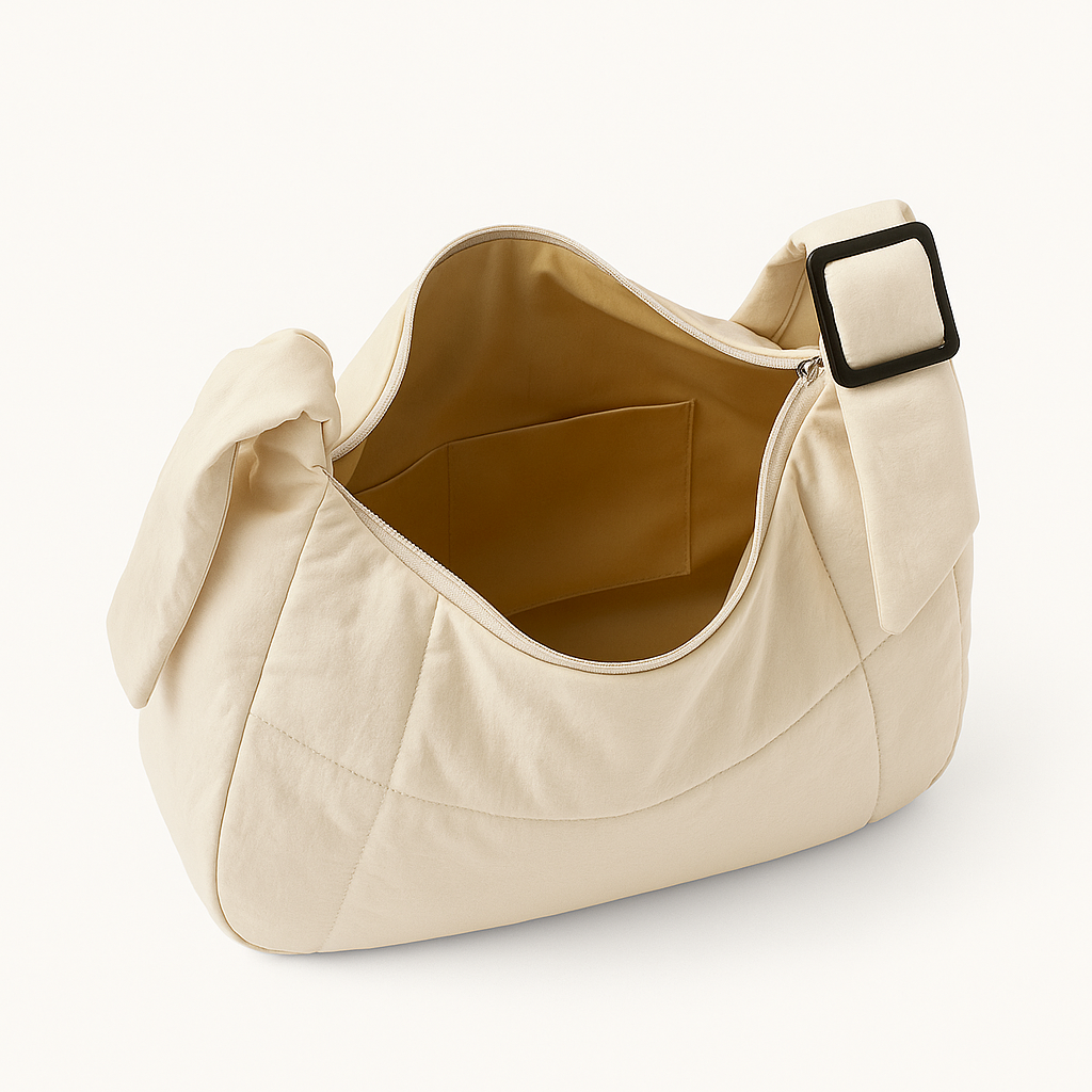 Oversized schoudertas met voorvakken