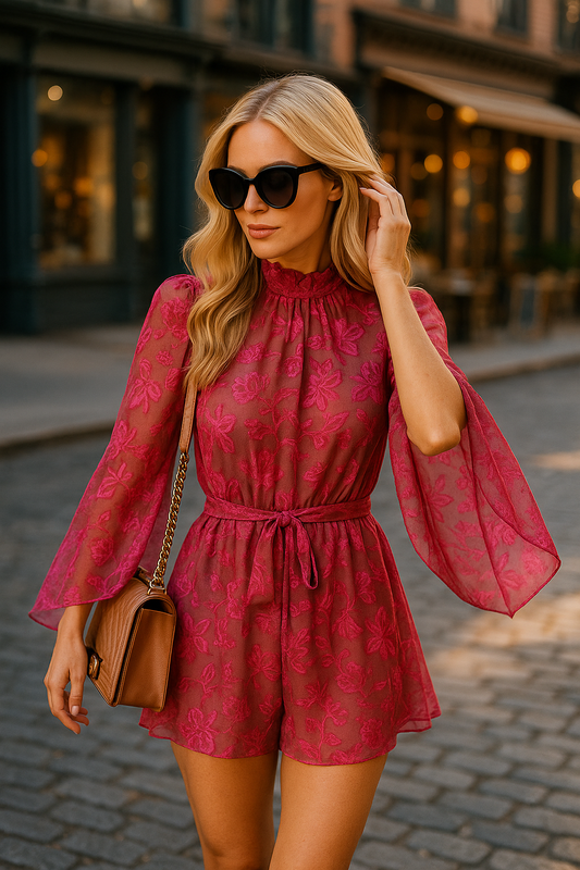 Boho Playsuit voor Dames mini met Bloemenprint en Elastische Taille